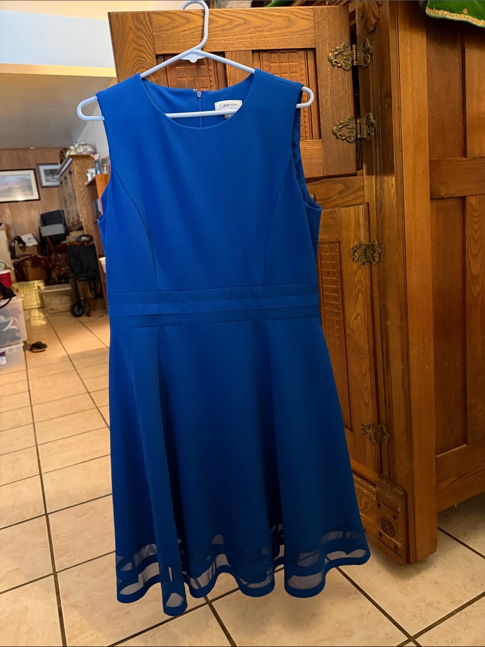 Calvin Klein Girls' Cobalt Blue Sleeveless Fit-and-Flare Dress